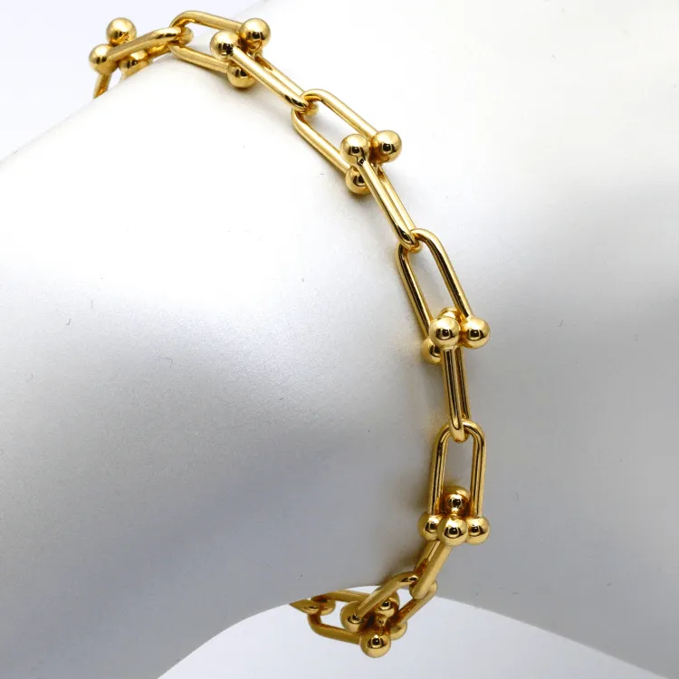 Real Gold GZTF Hardware With Real TF Lock Solid Chain Bracelet 0372 (19 C.M) BR1467