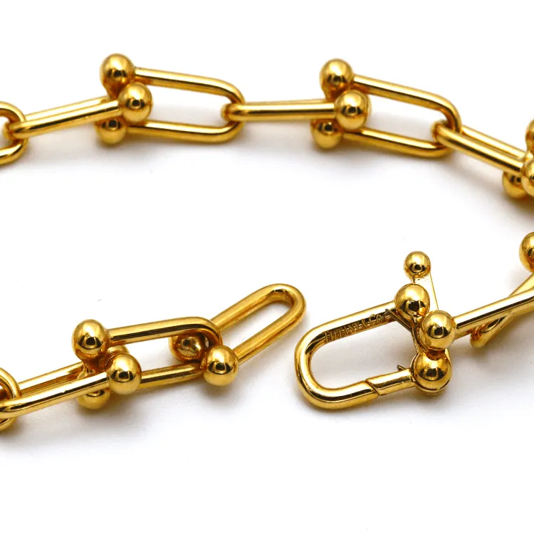 Real Gold GZTF Hardware With Real TF Lock Solid Chain Bracelet 0372 (19 C.M) BR1467