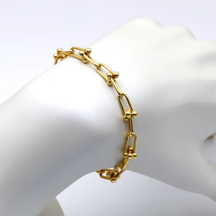 Real Gold GZTF Hardware With Real TF Lock Solid Chain Bracelet 0372 (19 C.M) BR1467