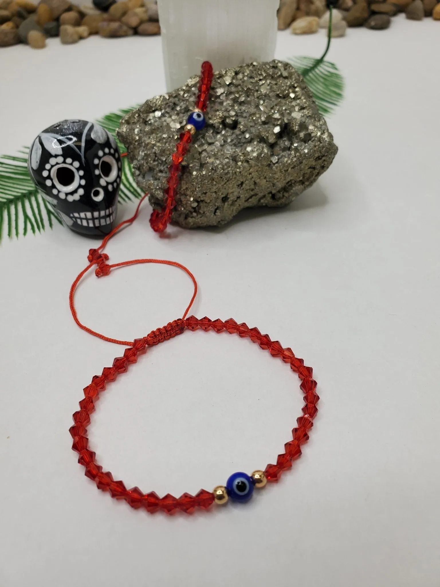 Red String Evil Eye Blue Glass Bead Bracelet Men or Woman  Block Negative Energy  Red String Macramé Adjustable