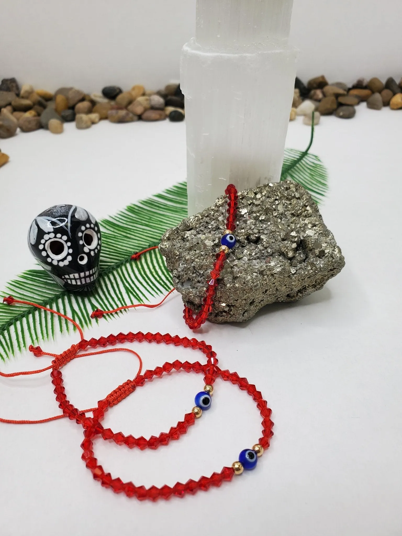 Red String Evil Eye Blue Glass Bead Bracelet Men or Woman  Block Negative Energy  Red String Macramé Adjustable