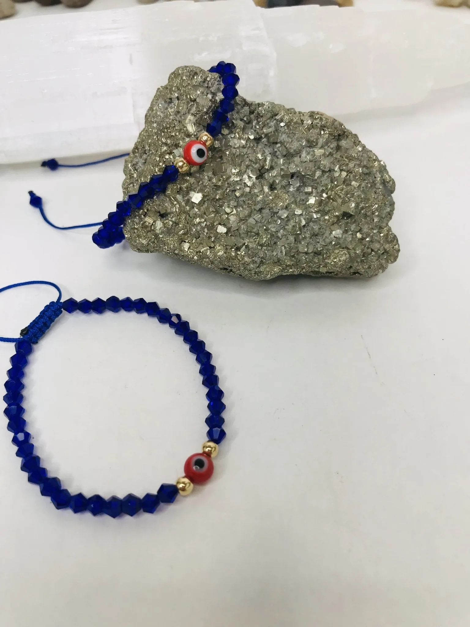 Red String Evil Eye Blue Glass Bead Bracelet Men or Woman  Block Negative Energy  Red String Macramé Adjustable