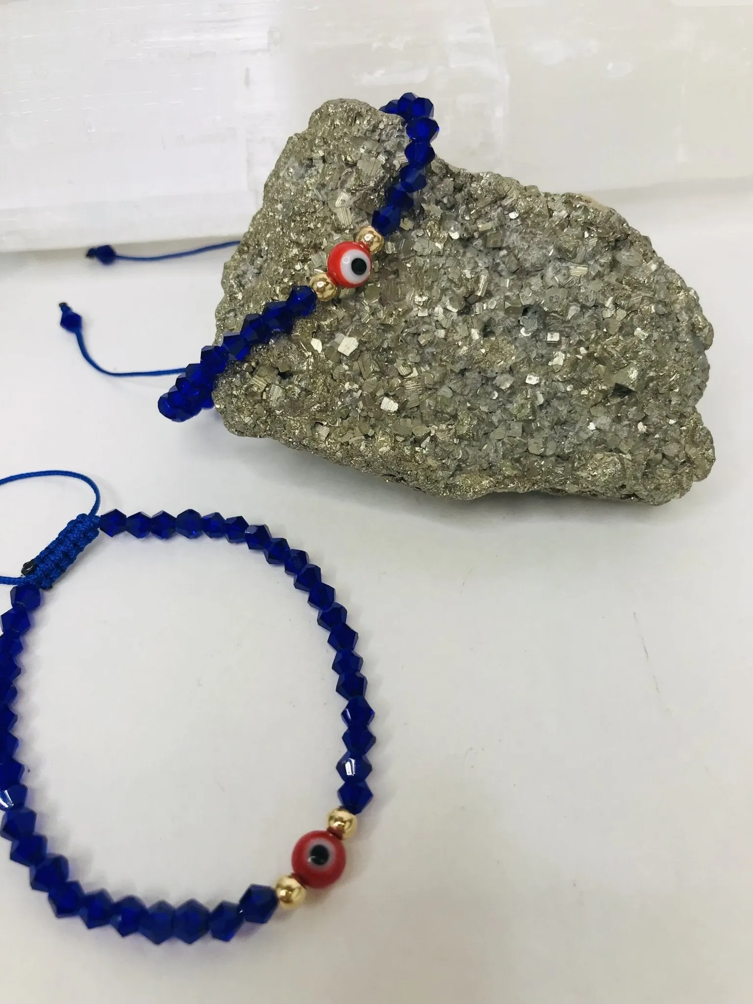 Red String Evil Eye Blue Glass Bead Bracelet Men or Woman  Block Negative Energy  Red String Macramé Adjustable