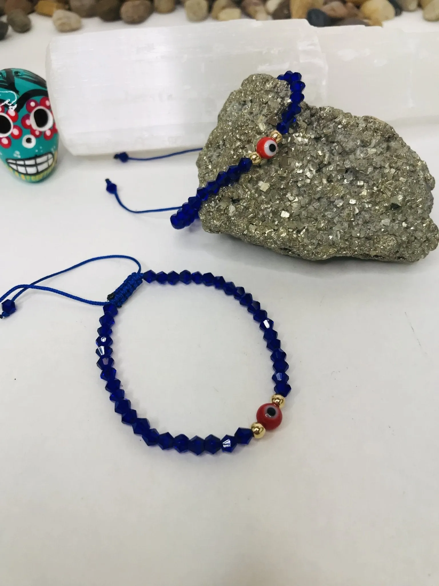 Red String Evil Eye Blue Glass Bead Bracelet Men or Woman  Block Negative Energy  Red String Macramé Adjustable