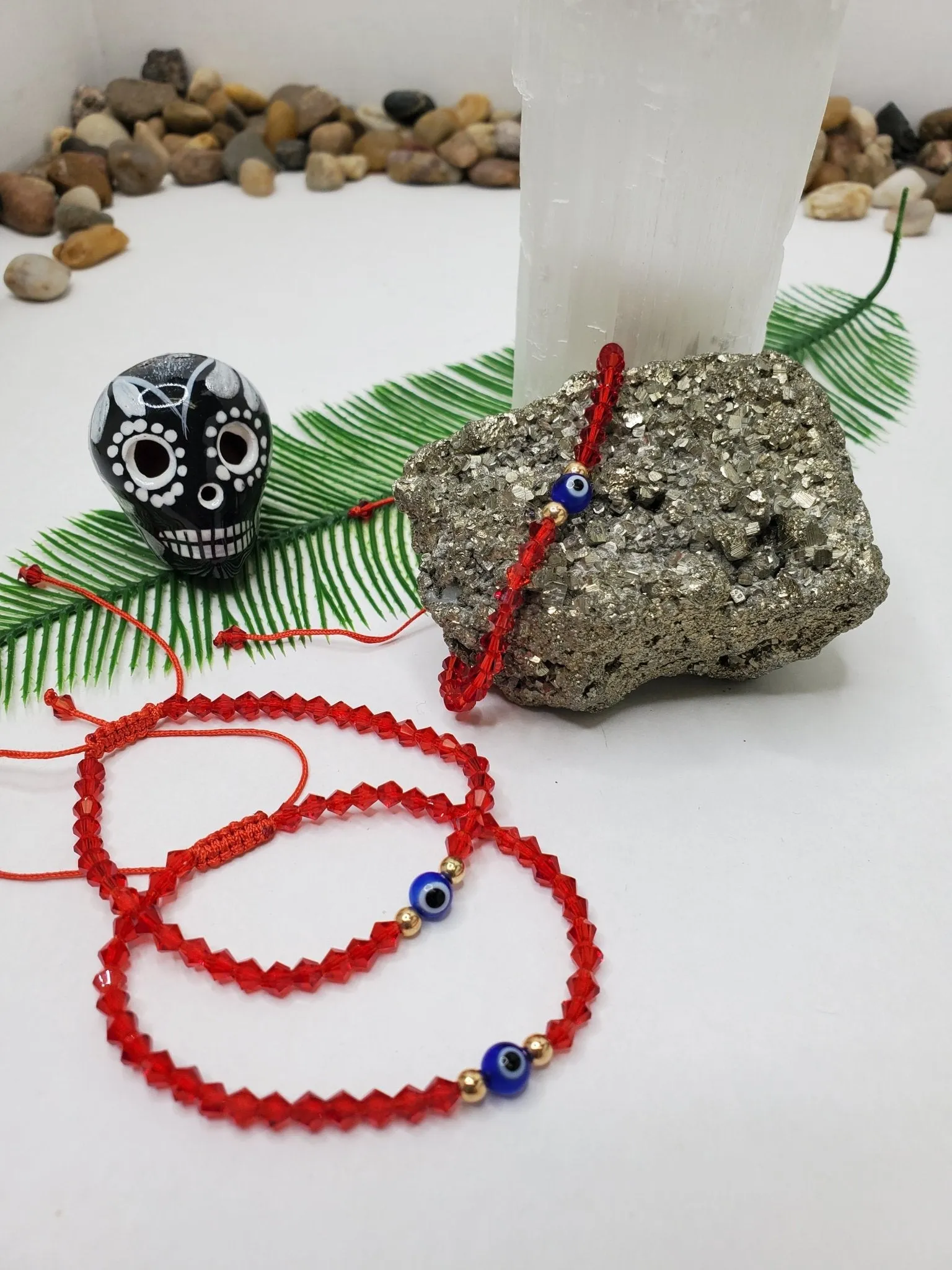 Red String Evil Eye Blue Glass Bead Bracelet Men or Woman  Block Negative Energy  Red String Macramé Adjustable