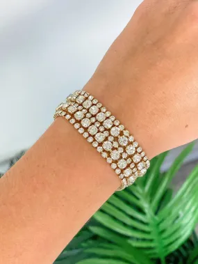 Rhinestone Magnetic Bracelet Stack - Gold