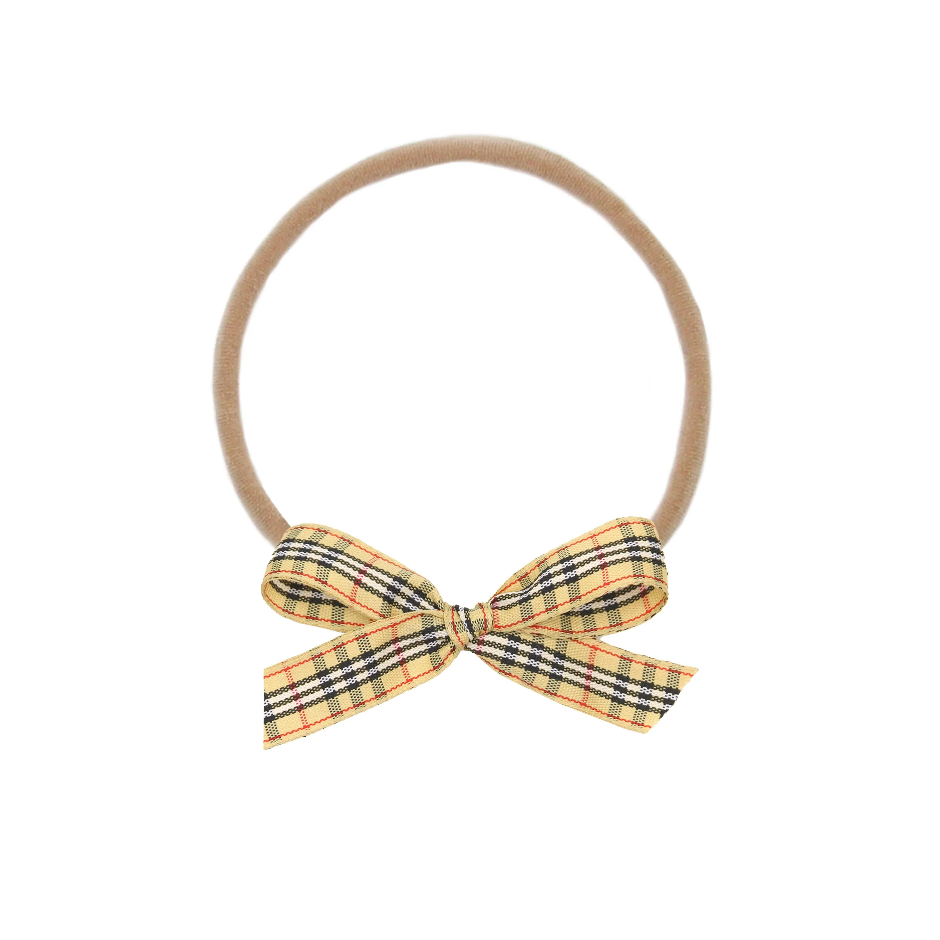 Ribbon Bow - Tan Plaid Headband