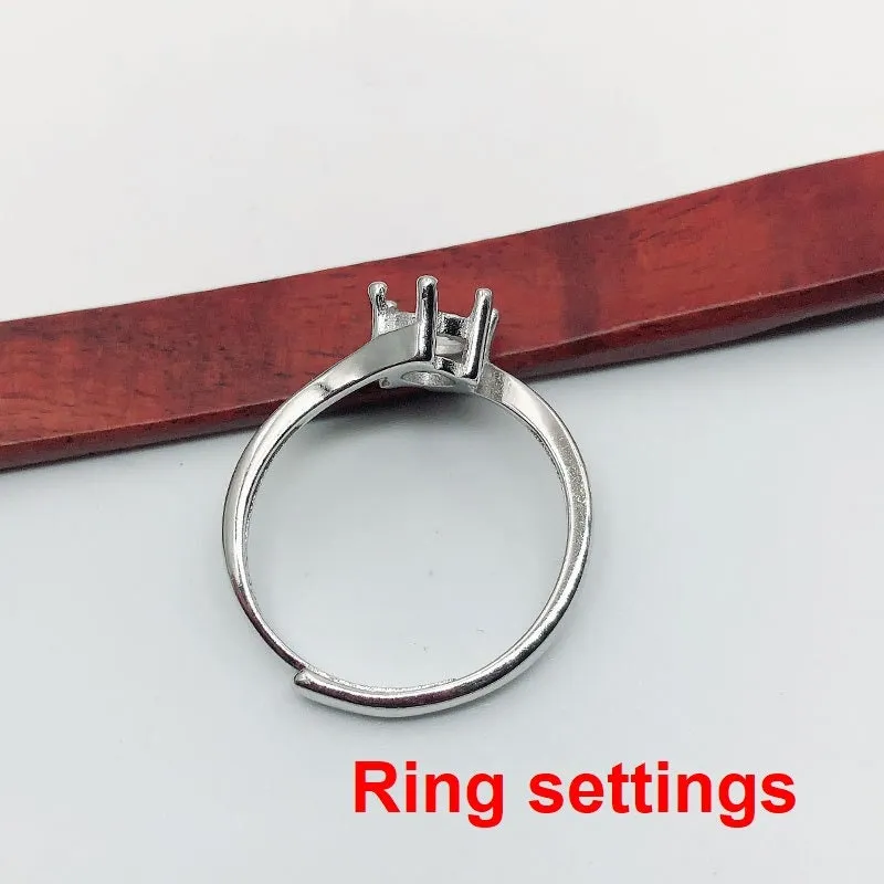 Ring Setting Blank 6.5mm 1pc 925 Sterling Silver Adjustable for 1 Round Shape Faceted Stone 6 Prongs Love Theme Wholesale Available