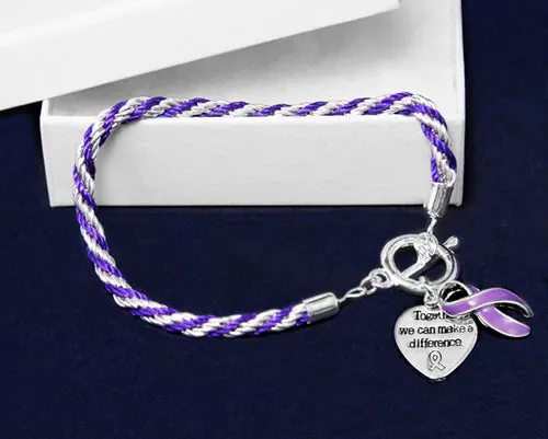 Rope Style Purple Ribbon Bracelet