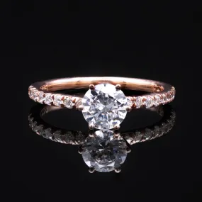 Rose Gold Solitaire Diamond Engagement Ring With Diamond Twisted Band