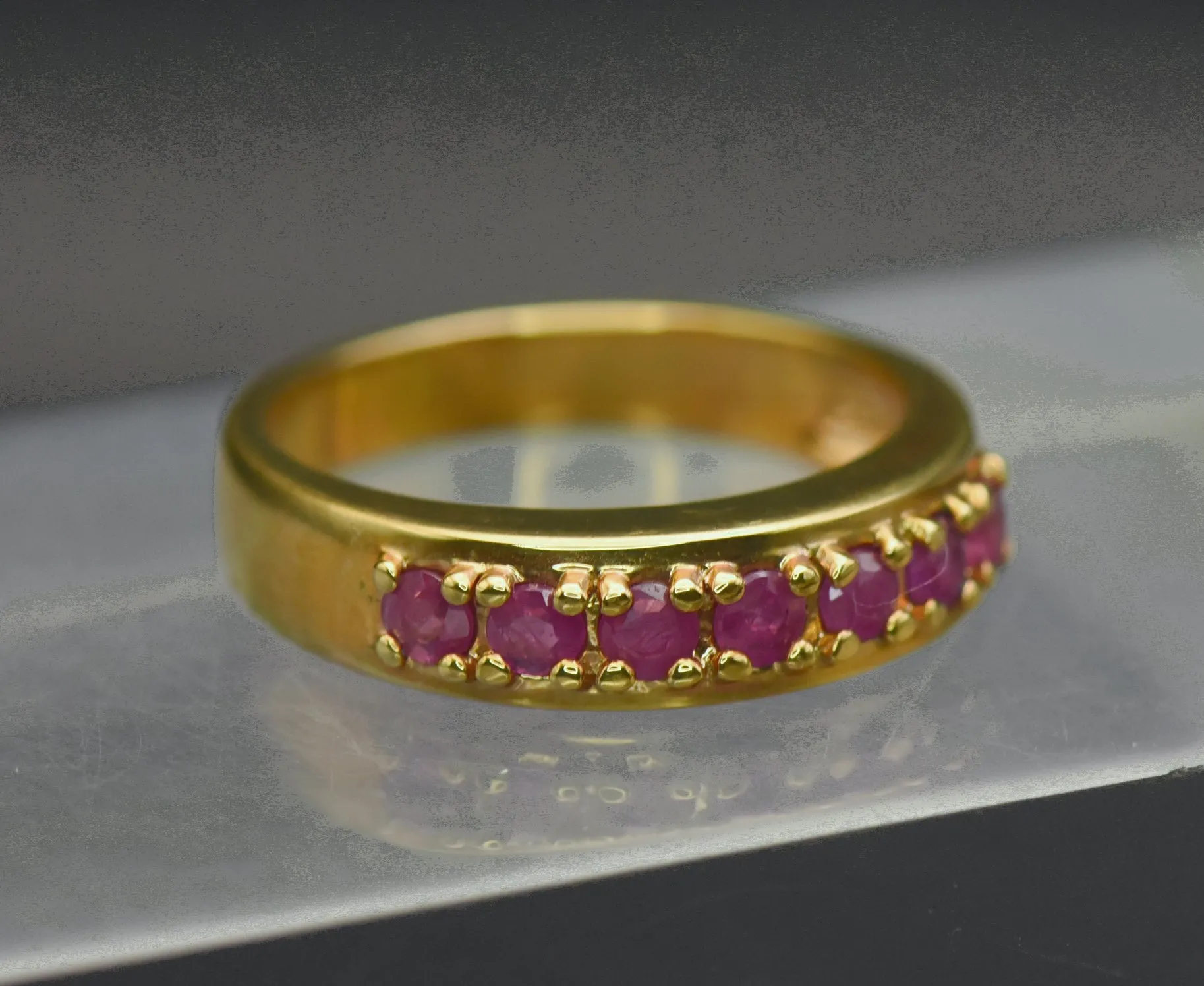 Ross-Simons - Vintage Gold Tone Sterling Silver Ruby Ring - Size 9