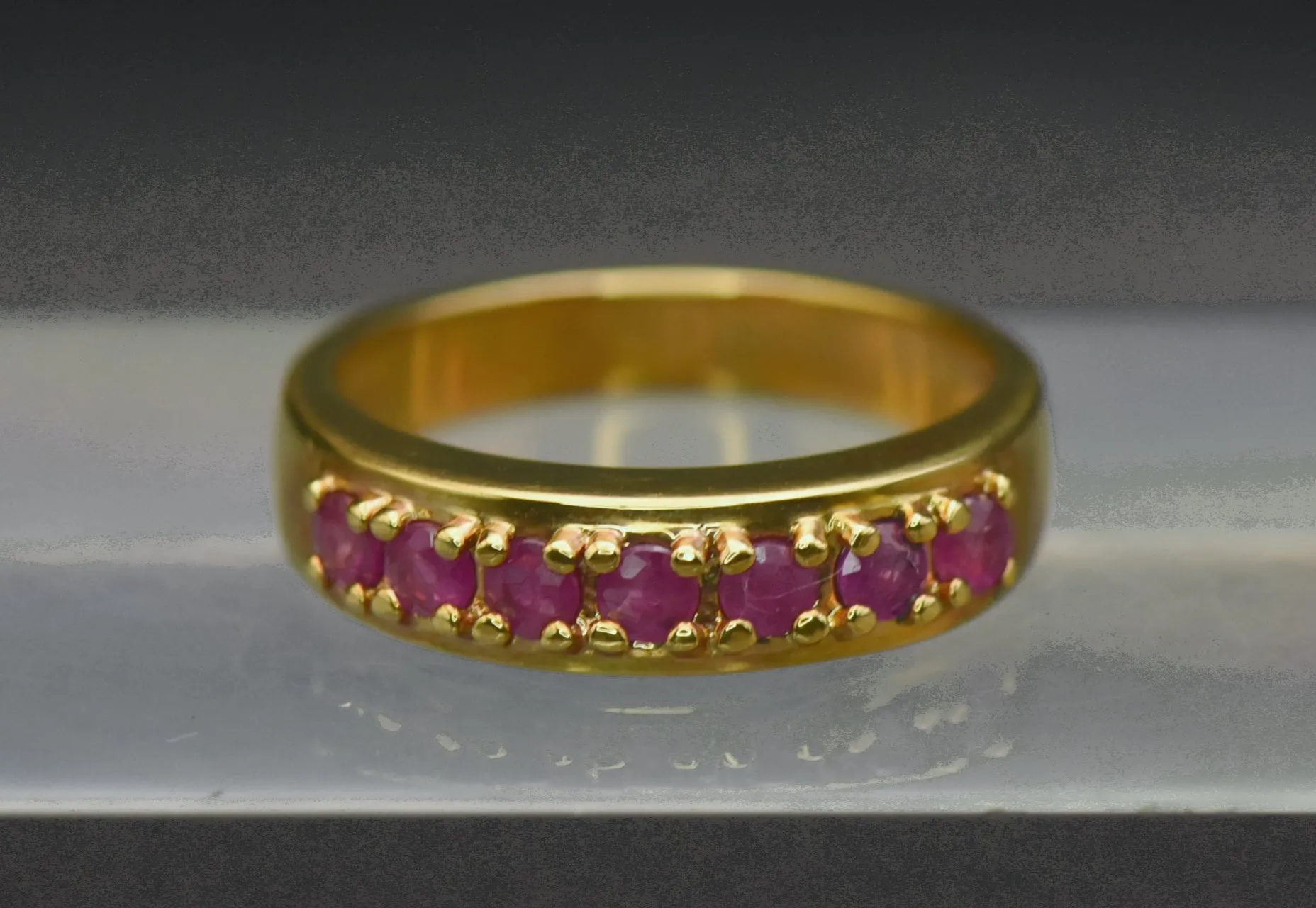 Ross-Simons - Vintage Gold Tone Sterling Silver Ruby Ring - Size 9