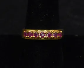 Ross-Simons - Vintage Gold Tone Sterling Silver Ruby Ring - Size 9