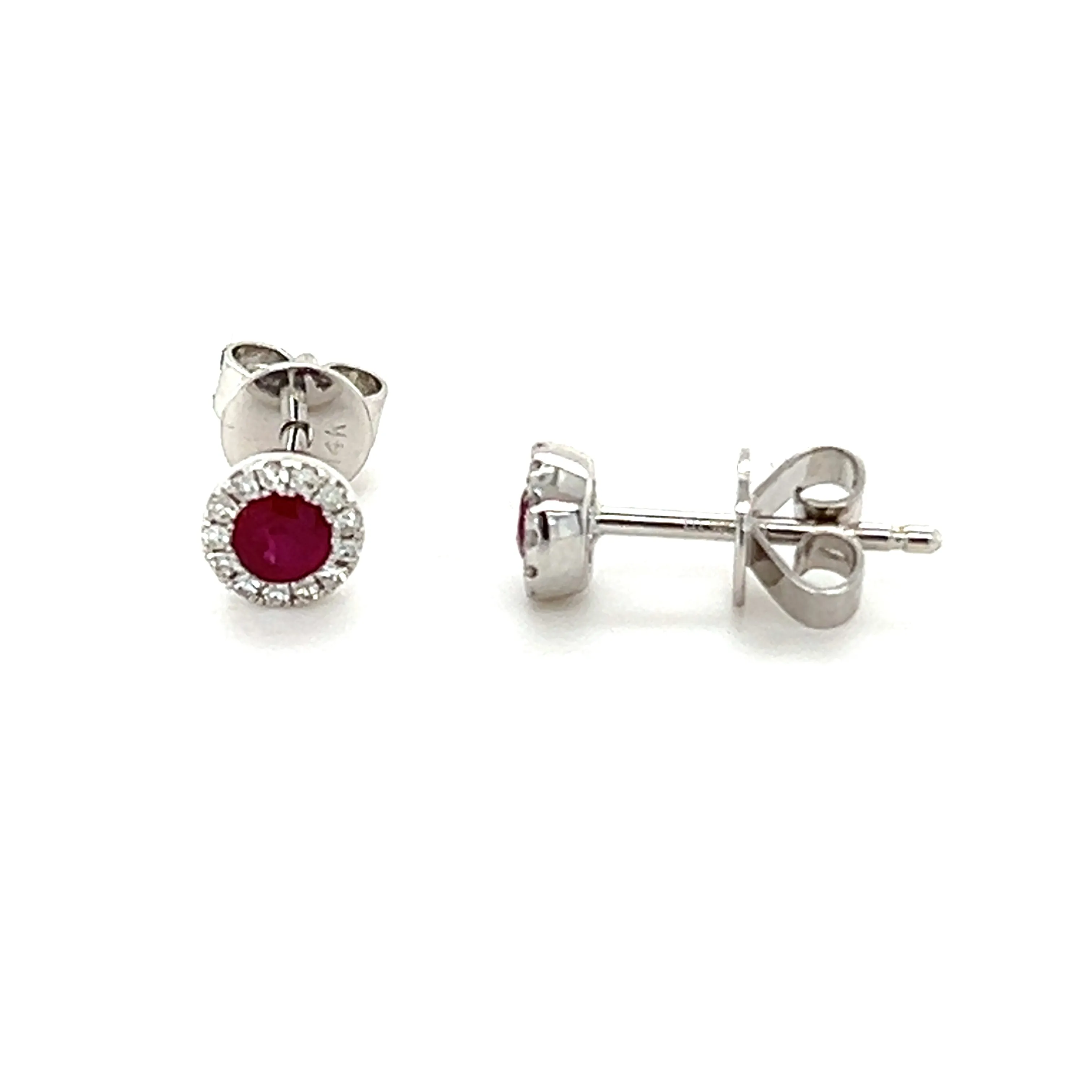 Round Gemstone Diamond Halo Studs