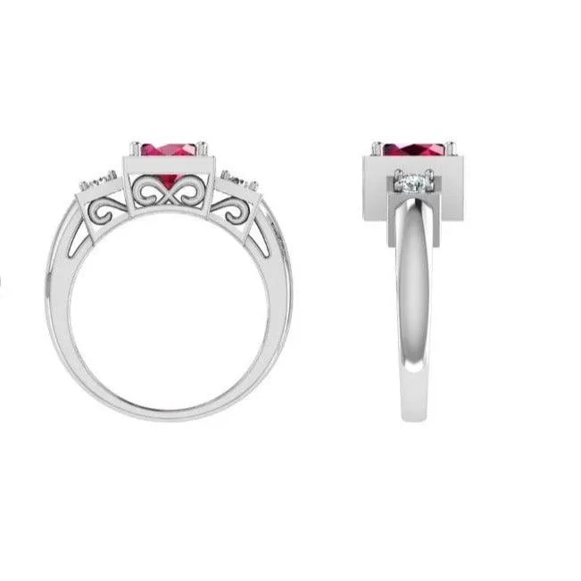 Ruby and Diamond Three Stone Ring