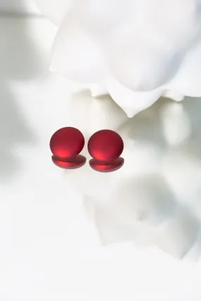 Ruby Button Earrings