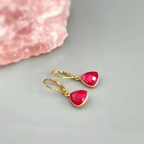 Ruby Earrings dangle Gold