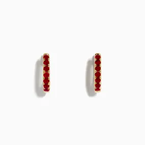 Ruby Royale 14k Yellow Gold Ruby Huggie Earrings