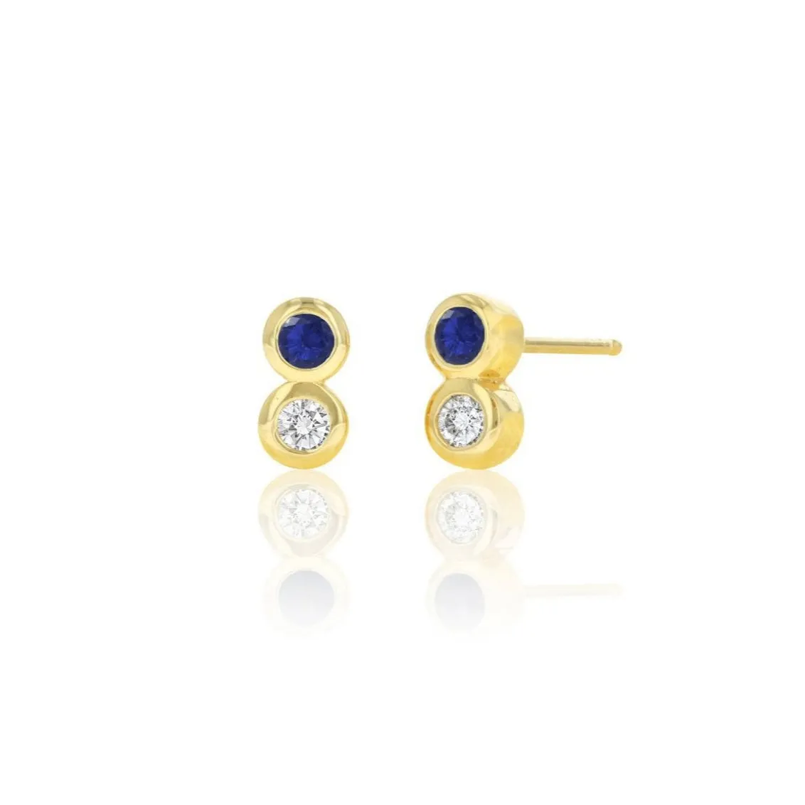 Sapphire and Diamond Duo Stud Earrings