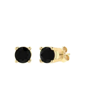 Sapphire Earrings - 10ct Yellow Gold Black Sapphire Stud Earrings - 788144