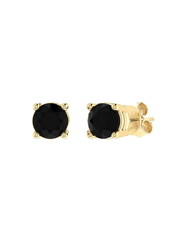 Sapphire Earrings - 10ct Yellow Gold Black Sapphire Stud Earrings - 788144