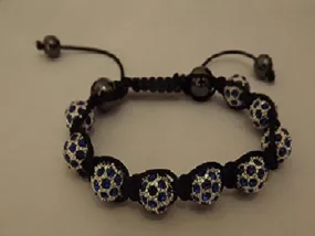 Shamballa Style Bracelet With 9 Crystal Disco Balls - Blue