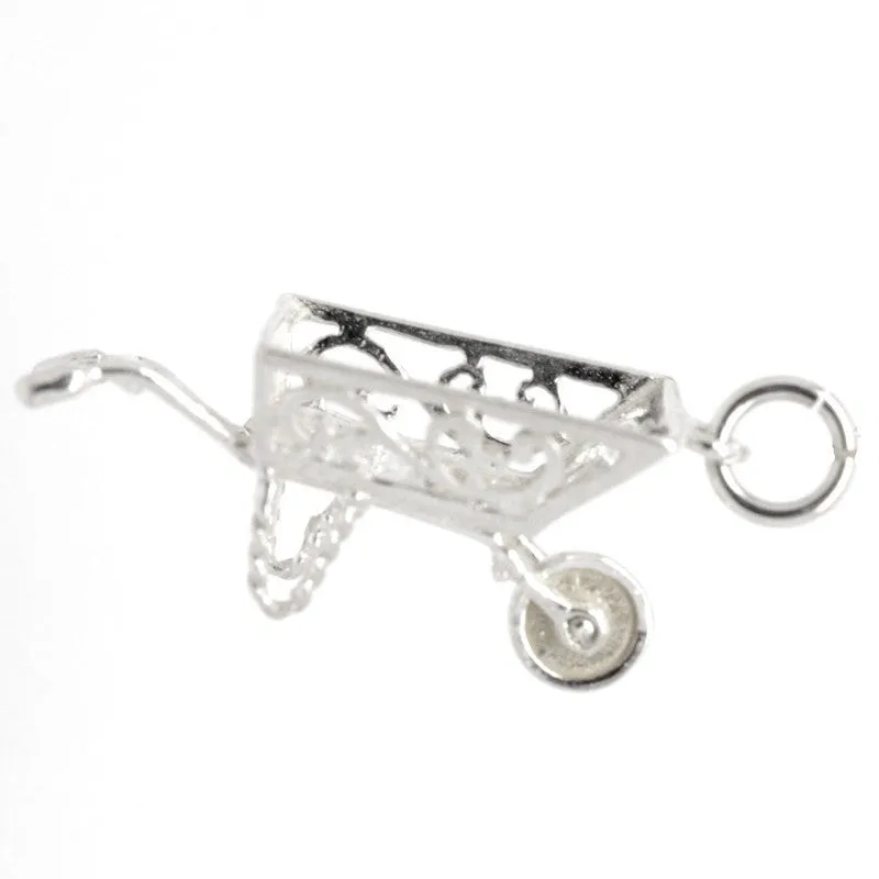 Silver Filigree Wheelbarrow Charm