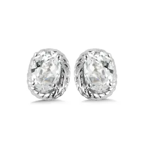 Silver Stud Created White Sapphire Earrings  LVE708-CWS