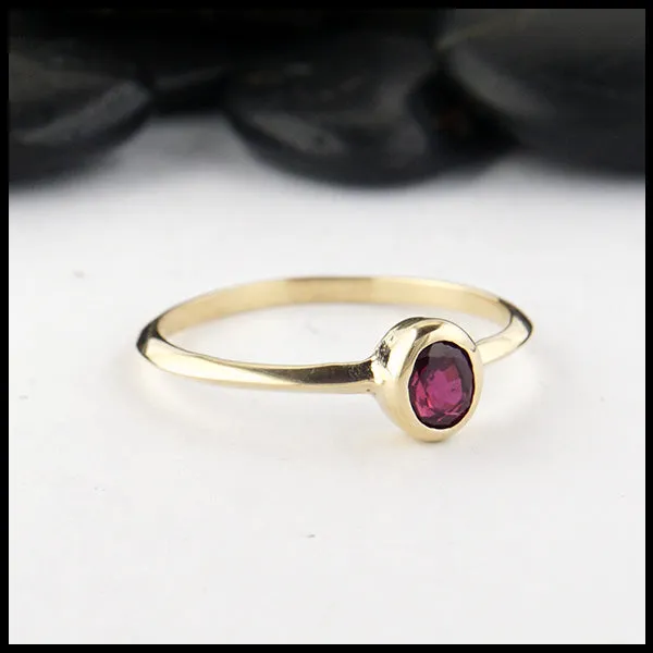 Simple Oval Ruby Ring in Yellow Gold