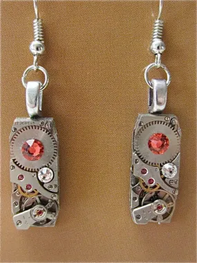 Steampunk Earrings - Made with real watch parts