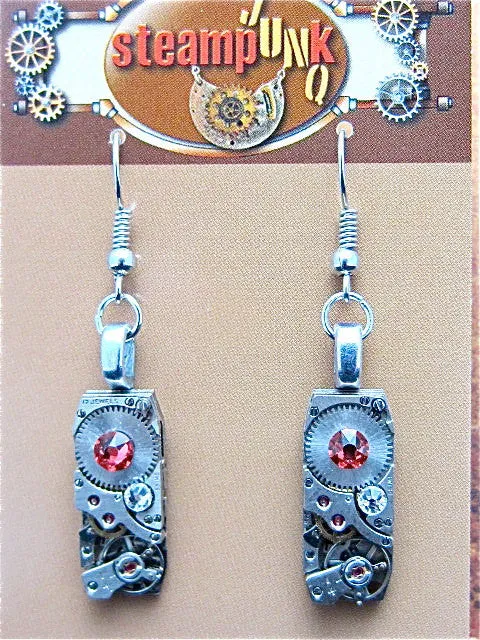 Steampunk Earrings - Made with real watch parts