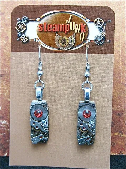 Steampunk Earrings - Made with real watch parts