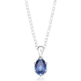 Sterling Silver 7x5mm Oval Cut Created Sapphire Pendant