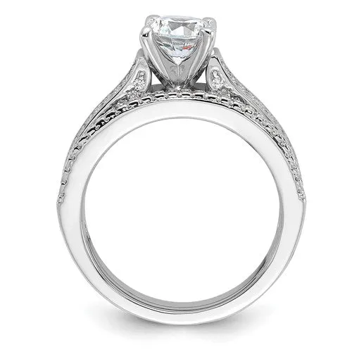 Sterling Silver CZ Brilliant Embers 2-Piece Wedding Set