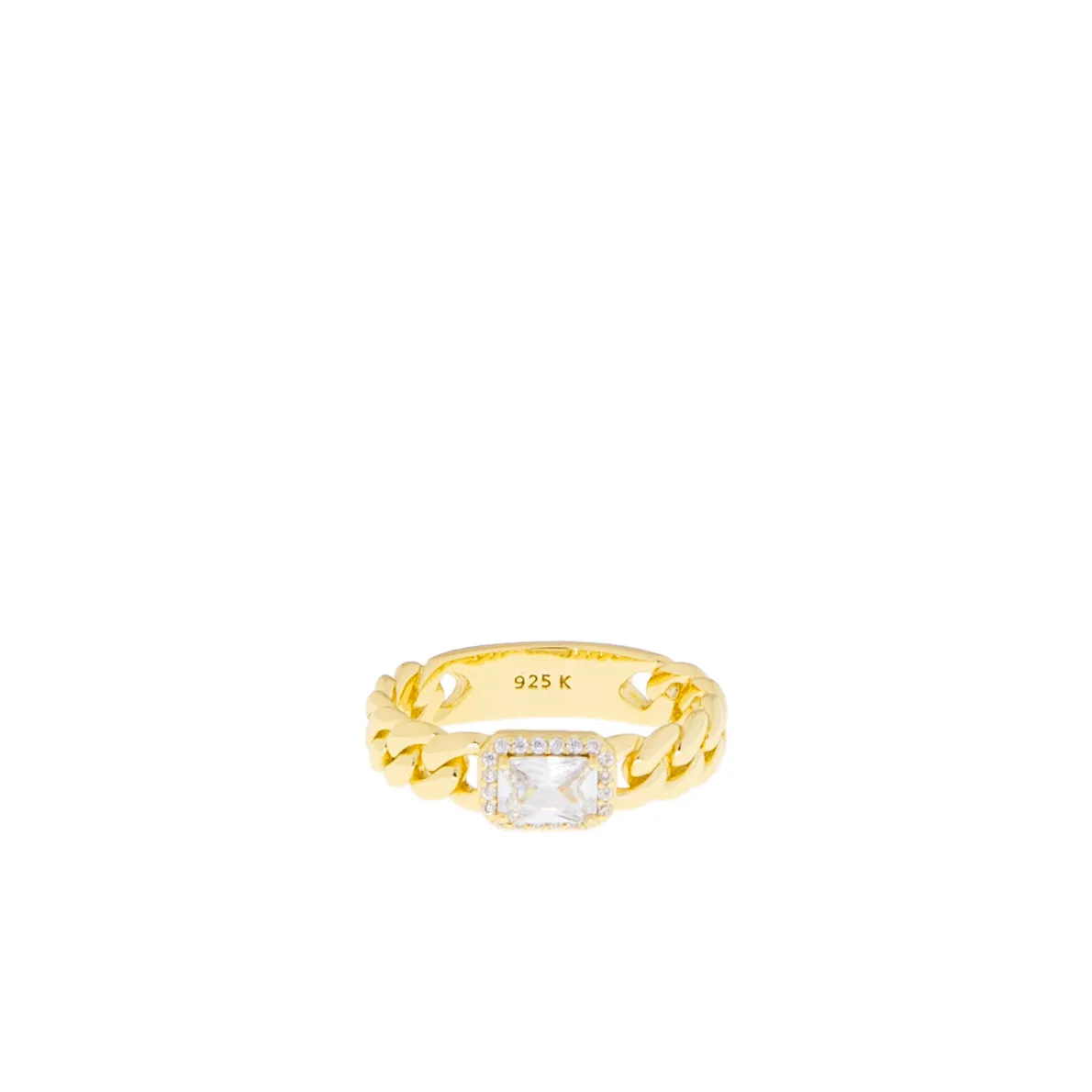 sterling silver/ gold plated braided emerald cut stone ring