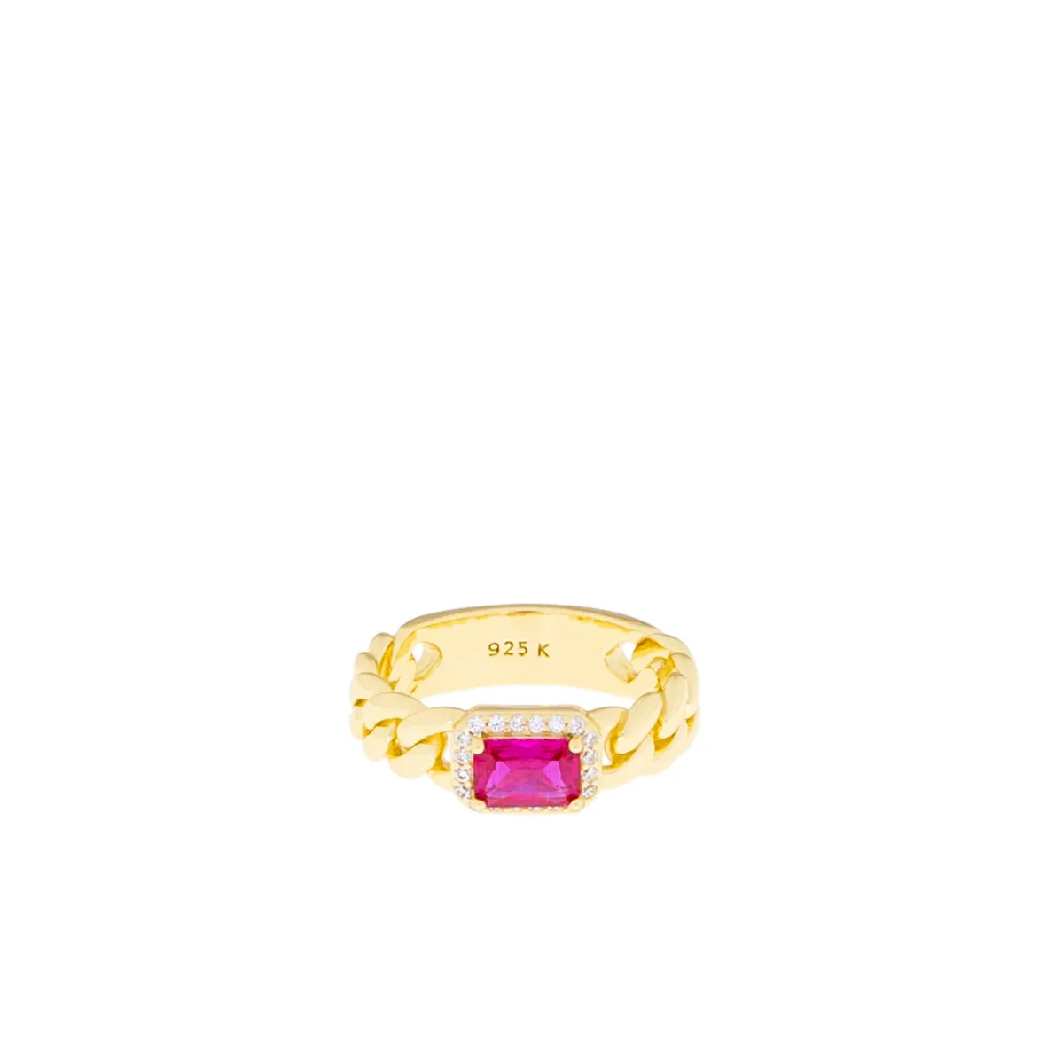 sterling silver/ gold plated braided emerald cut stone ring