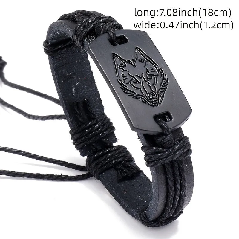 Stylish Multilayer Black Wolf Bracelet Perfect for Boyfriend