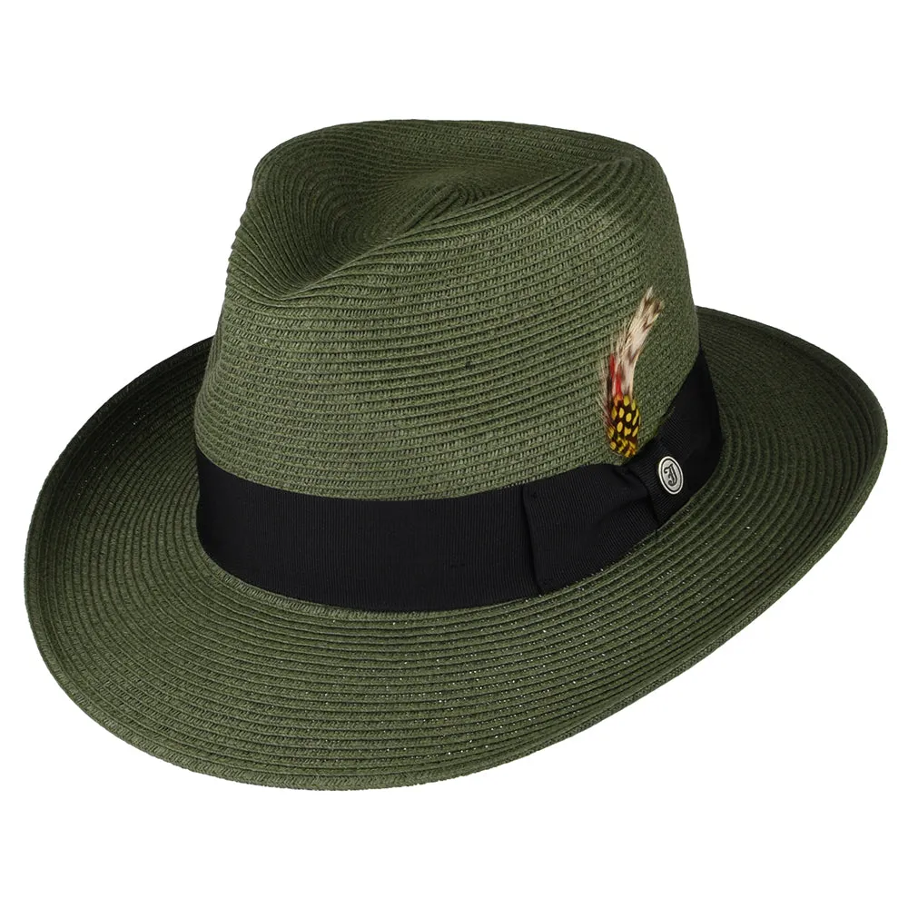 Summer C-Crown Straw Fedora Hat - Olive