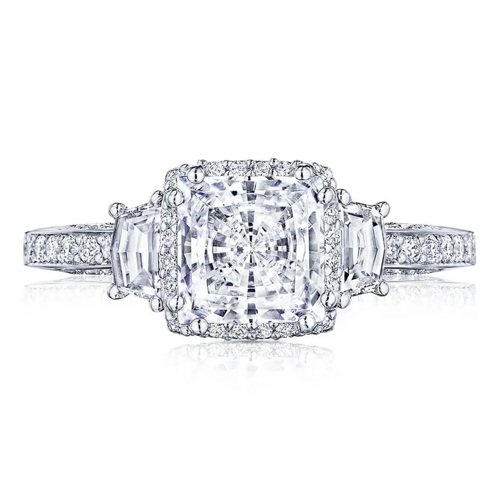 Tacori Dantela Platinum Princess Center Cadillac Engagement Ring 2663PR7