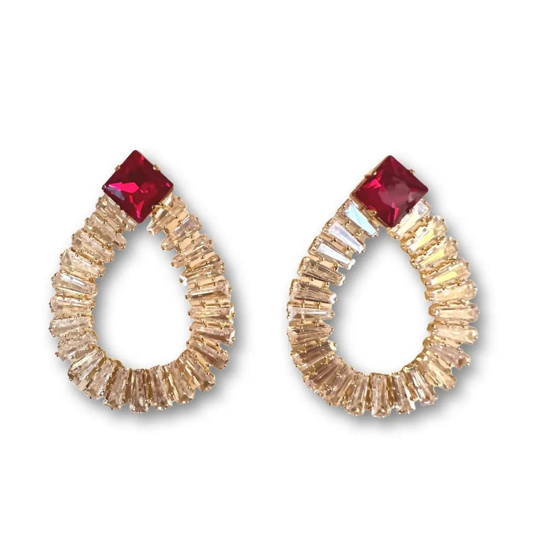 Teardrop Baguette Statement Earrings