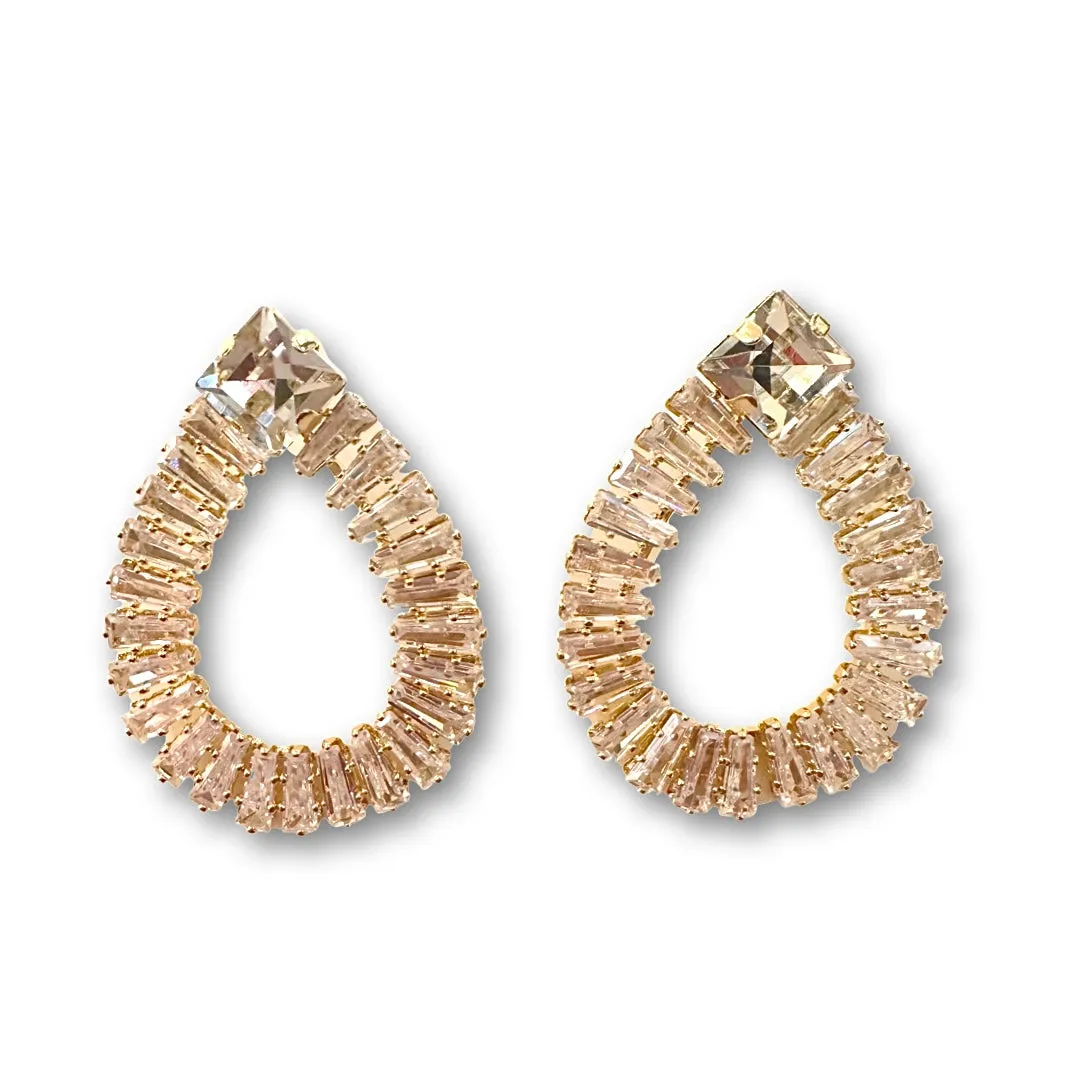 Teardrop Baguette Statement Earrings