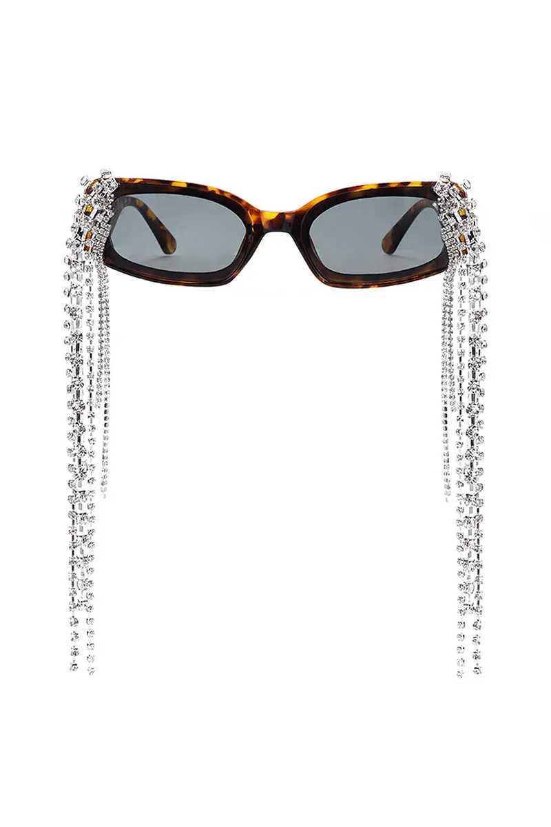 Thyria - Modern Luxury Rhinestone Chi Rectangle Women's Sunglasses