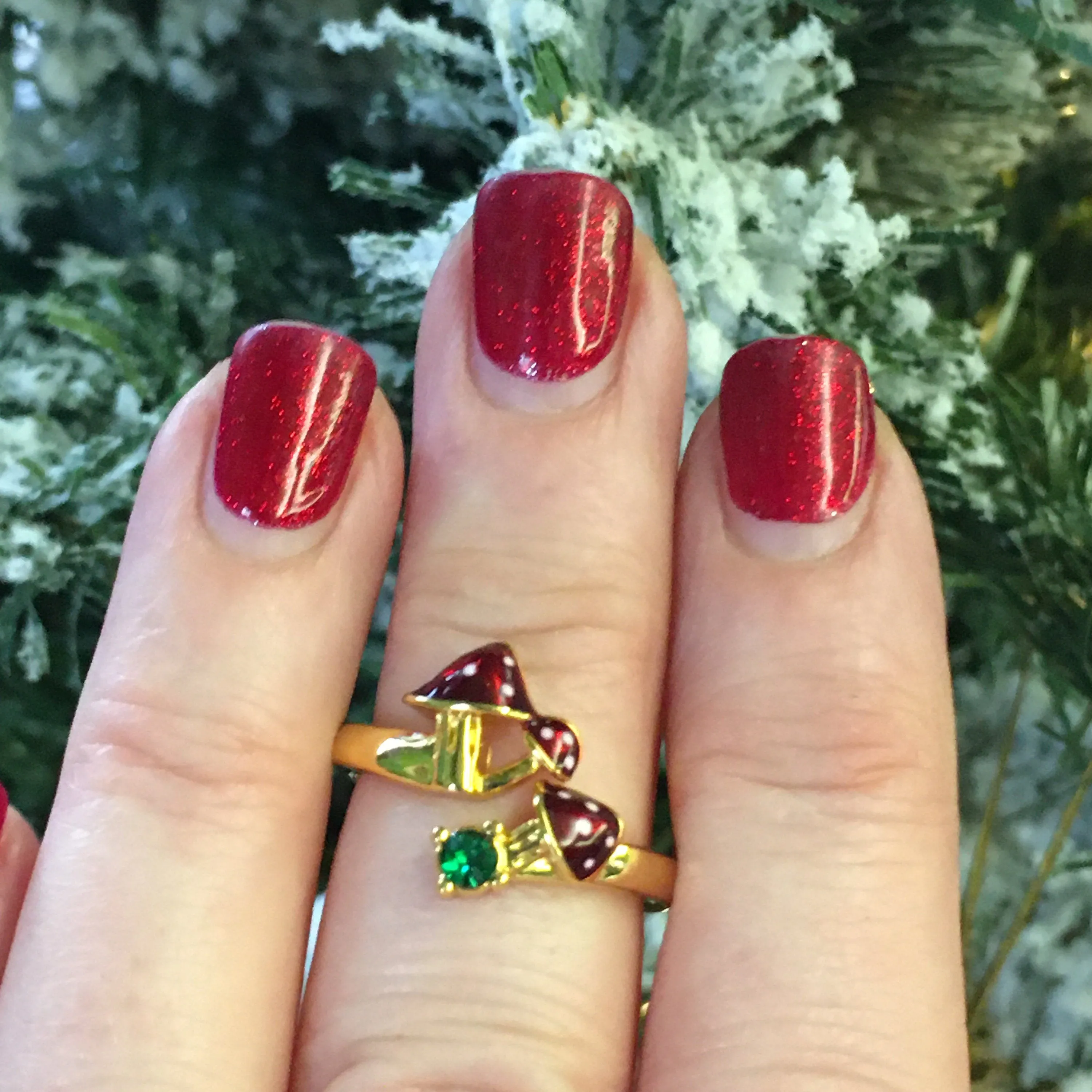 Toadstool Open Ring by Bill Skinner Mushroom Red Enamel