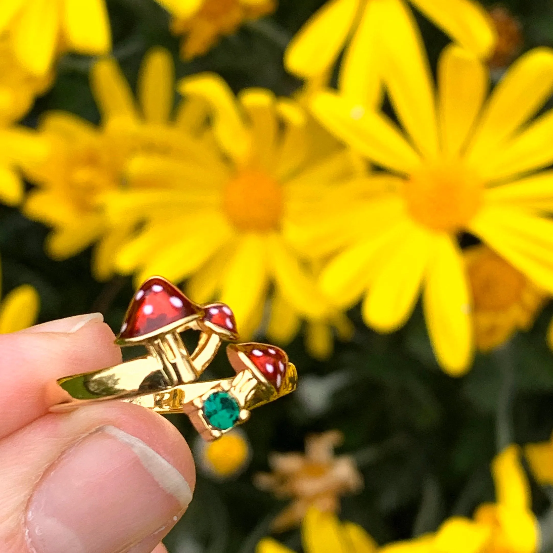 Toadstool Open Ring by Bill Skinner Mushroom Red Enamel