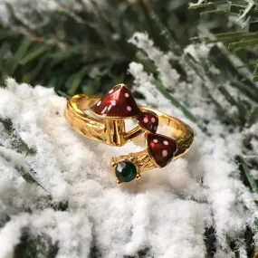 Toadstool Open Ring by Bill Skinner Mushroom Red Enamel