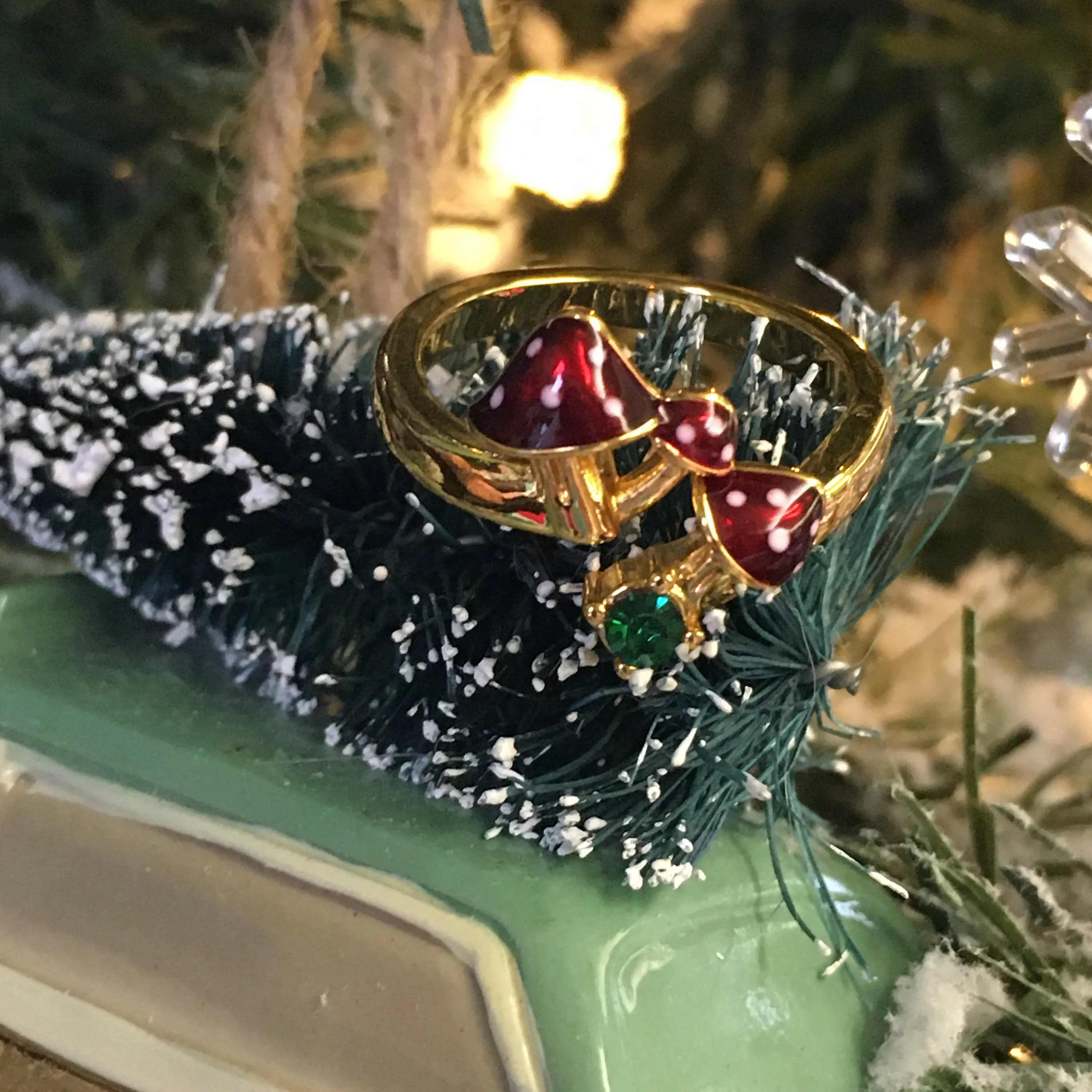 Toadstool Open Ring by Bill Skinner Mushroom Red Enamel