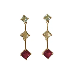 Triple Square Drop Earrings