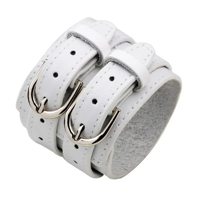 Two Strap Heavy Metal Leather Bracelet