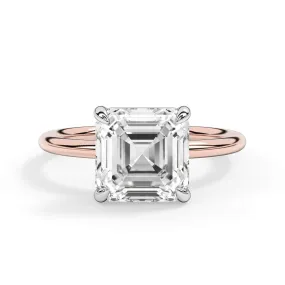 Two-Tone Basket Style Solitaire Engagement Ring - White Gold Head