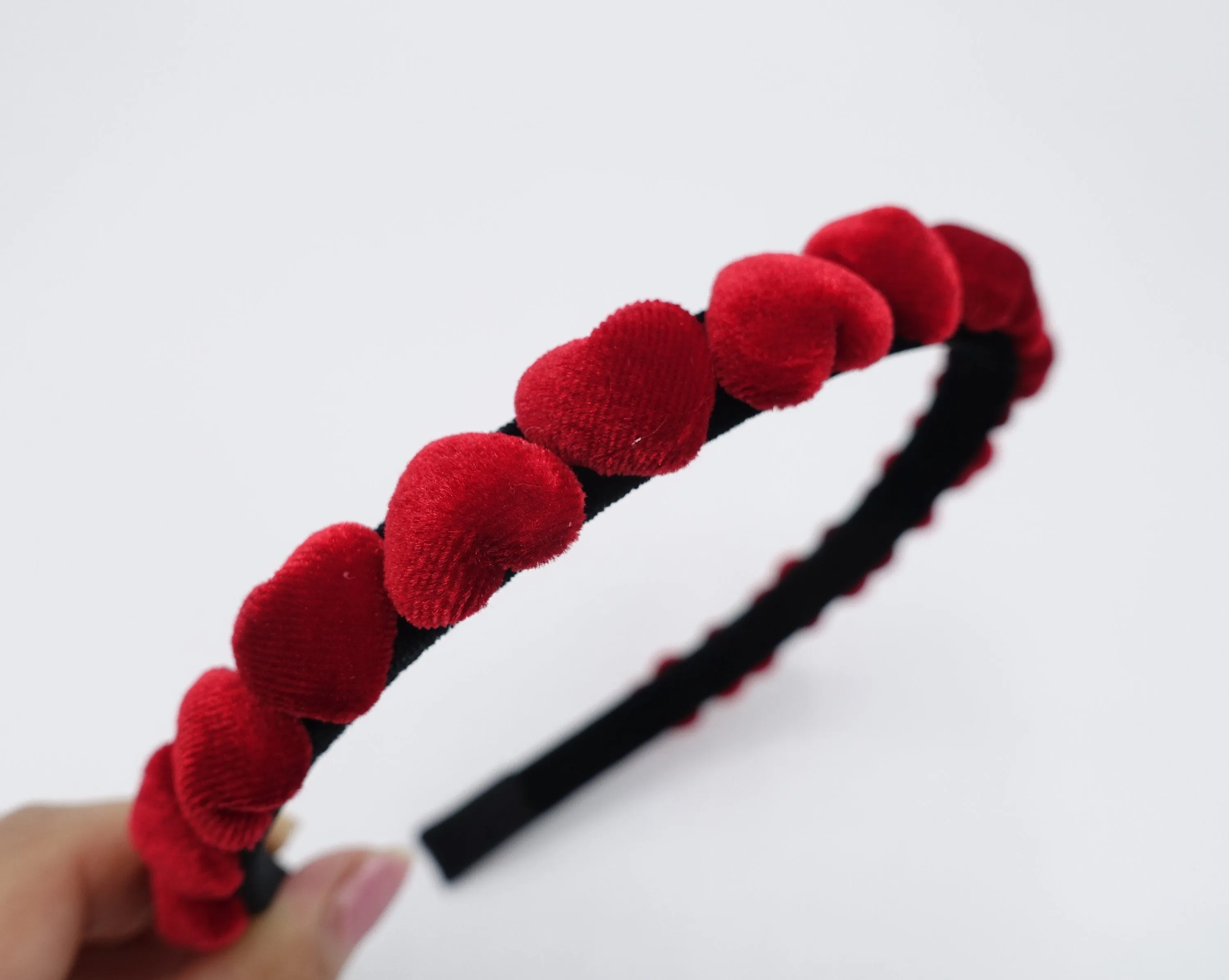 velvet headband, heart headband, velvet heart headband for women